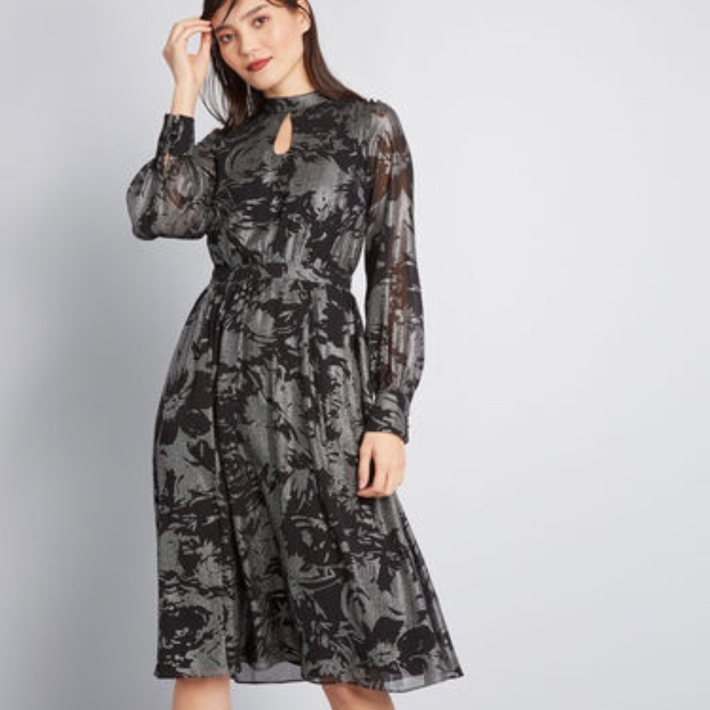 NEW Modcloth More to Adore Long Sleeve Black Dress